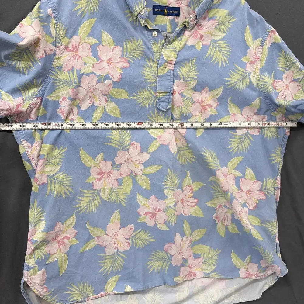 Polo Ralph Lauren Hawaiian Floral 1/2 Button-Down Pullover Shirt - Mens Size XXL